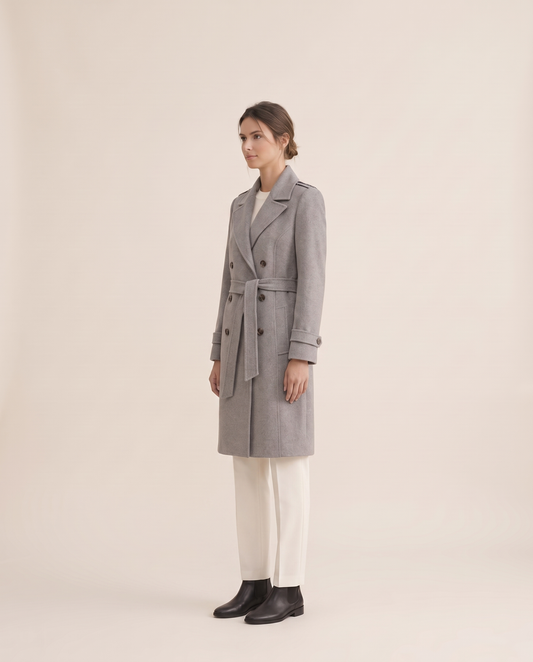 Women's Double-Breasted Trench Coat — three-quarter view