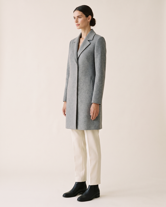 Double-Faced Wool Coat for Women — three-quarter view