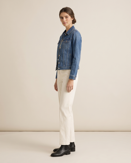 Slim Fit Denim Jacket for Women — three-quarter view