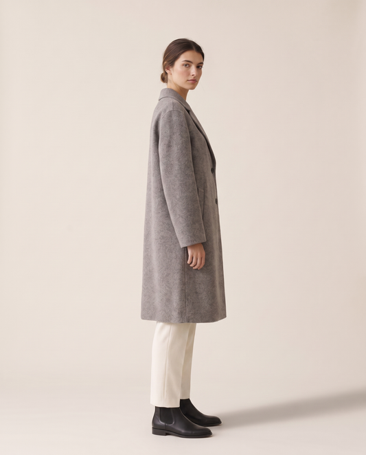 Mid-Length Wool-Blend Coat for Women — three-quarter view
