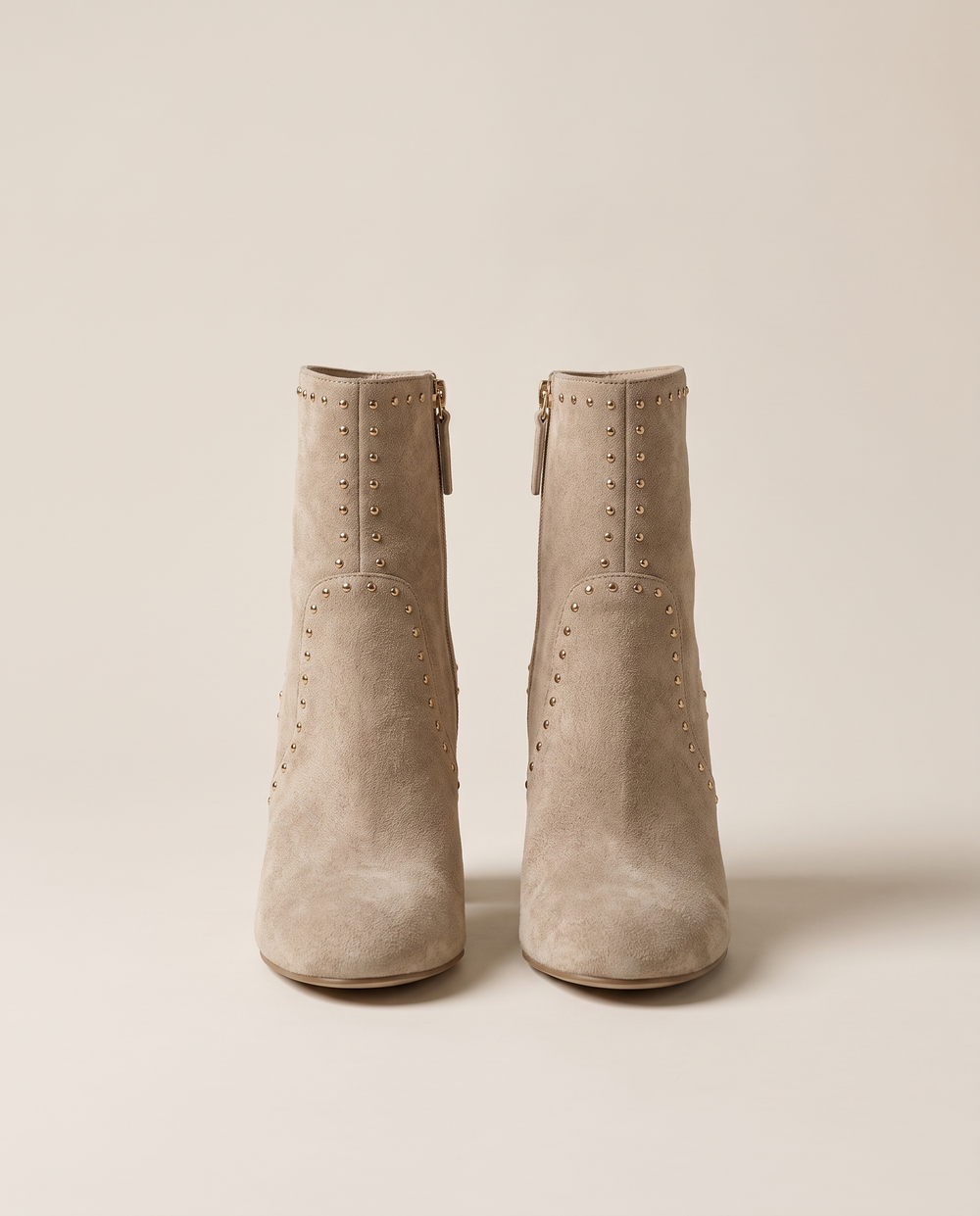 Studded Suede Ankle Boots with Block Heel — pair, studio