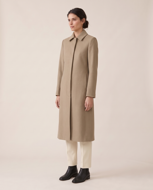 Slim-Fit Longline Coat for Women — three-quarter view