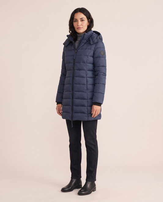 Hooded Down Puffer Jacket for Women — three-quarter view