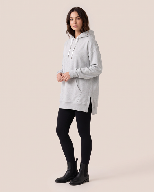 Oversized Hoodie Dress — three-quarter view