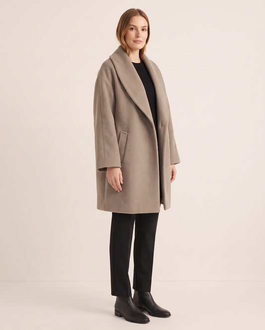 Women's Oversized Wool-Look Cocoon Coat — three-quarter view