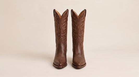 Genuine leather cowboy boots for women with embroidered shaft