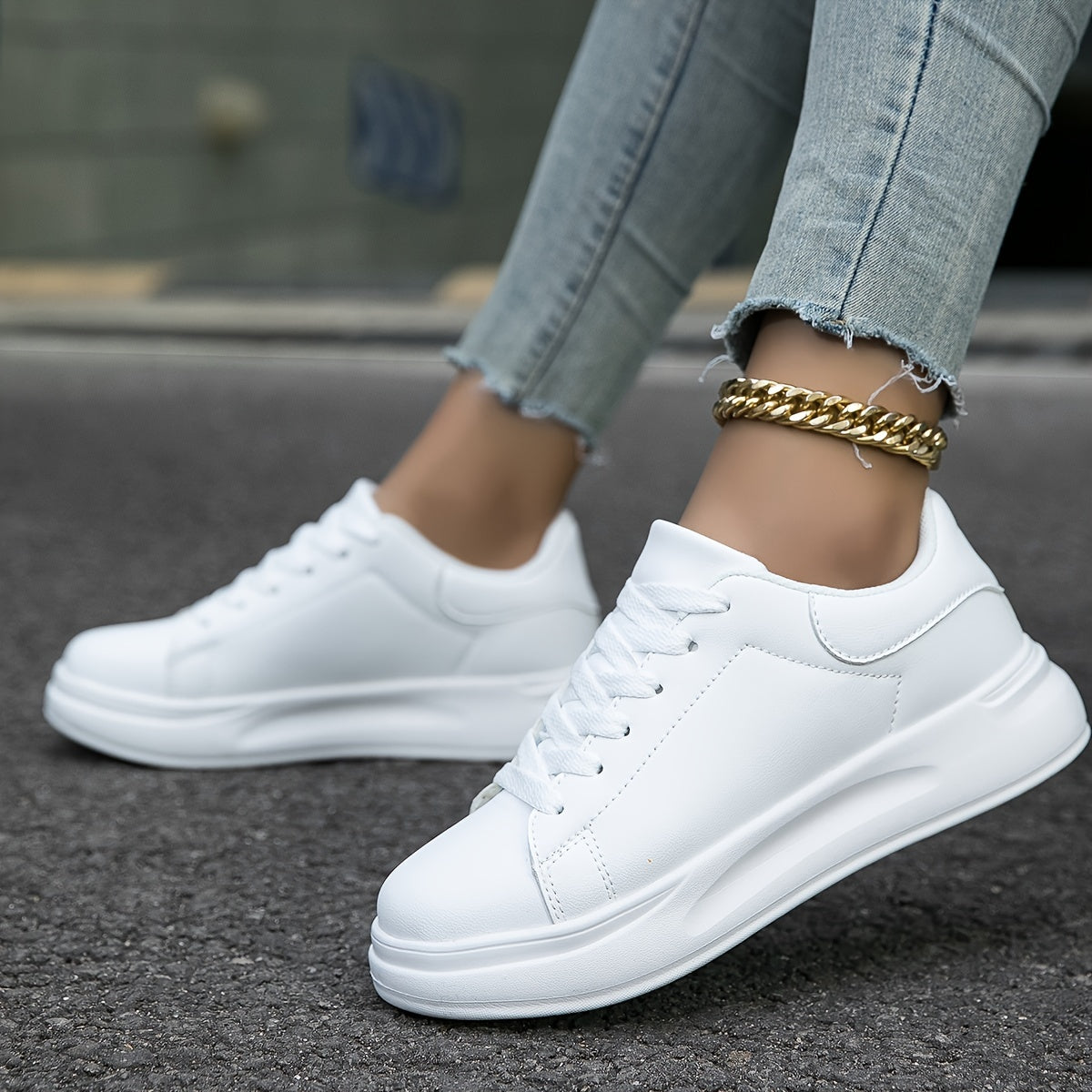 Women's Breathable Mesh Lace-Up Sneakers with Memory Foam Insole, view 4