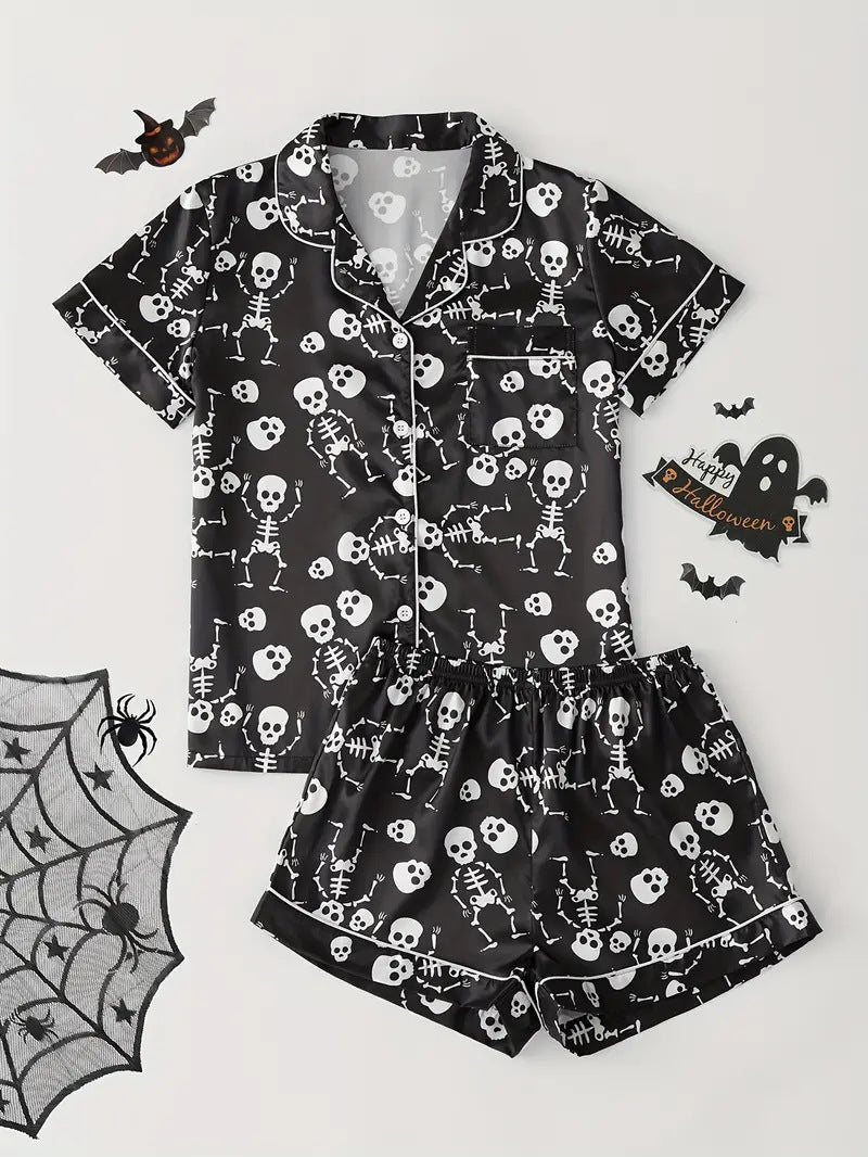 Spooky Pumpkin Halloween Pajama Set for Women | Plus Size to 5XL