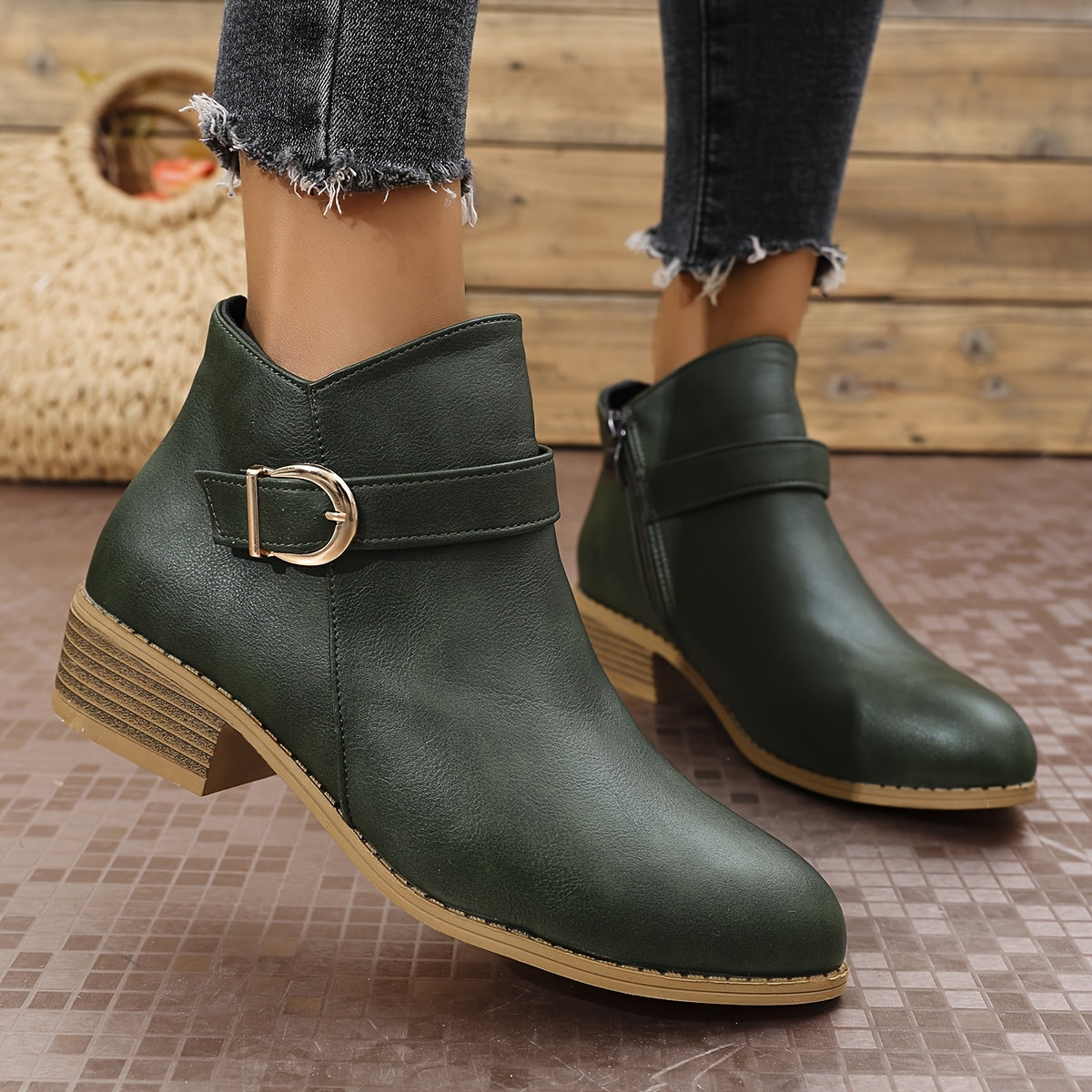 Women's Wraparound Buckle Chelsea Ankle Boots with Side Zip, view 9