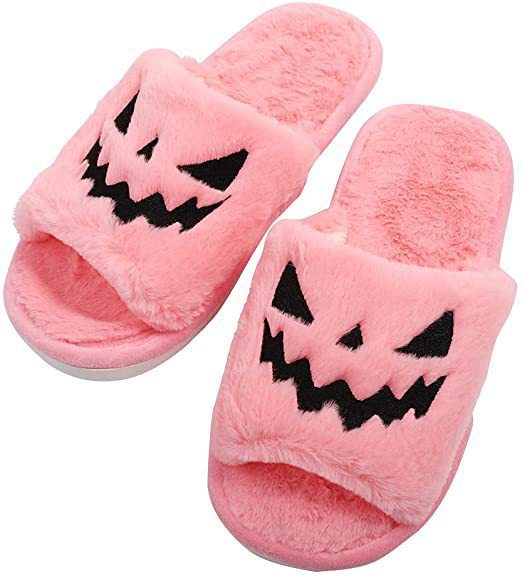 Little Boo Plush Pumpkin Halloween Slippers for Women