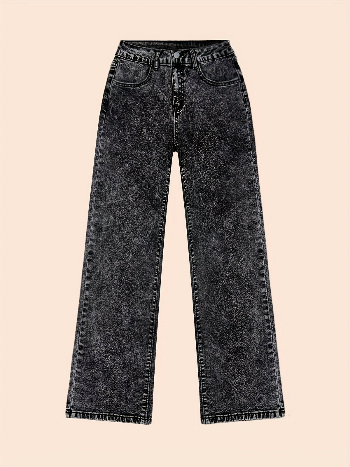 Women's Black High-Waisted Stretch Wide-Leg Jeans, view 6
