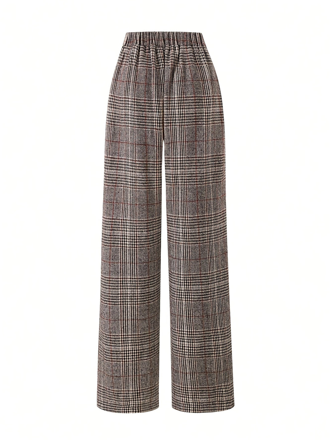 Women's Plaid Trousers, Wide Leg Checked High Waist Pants