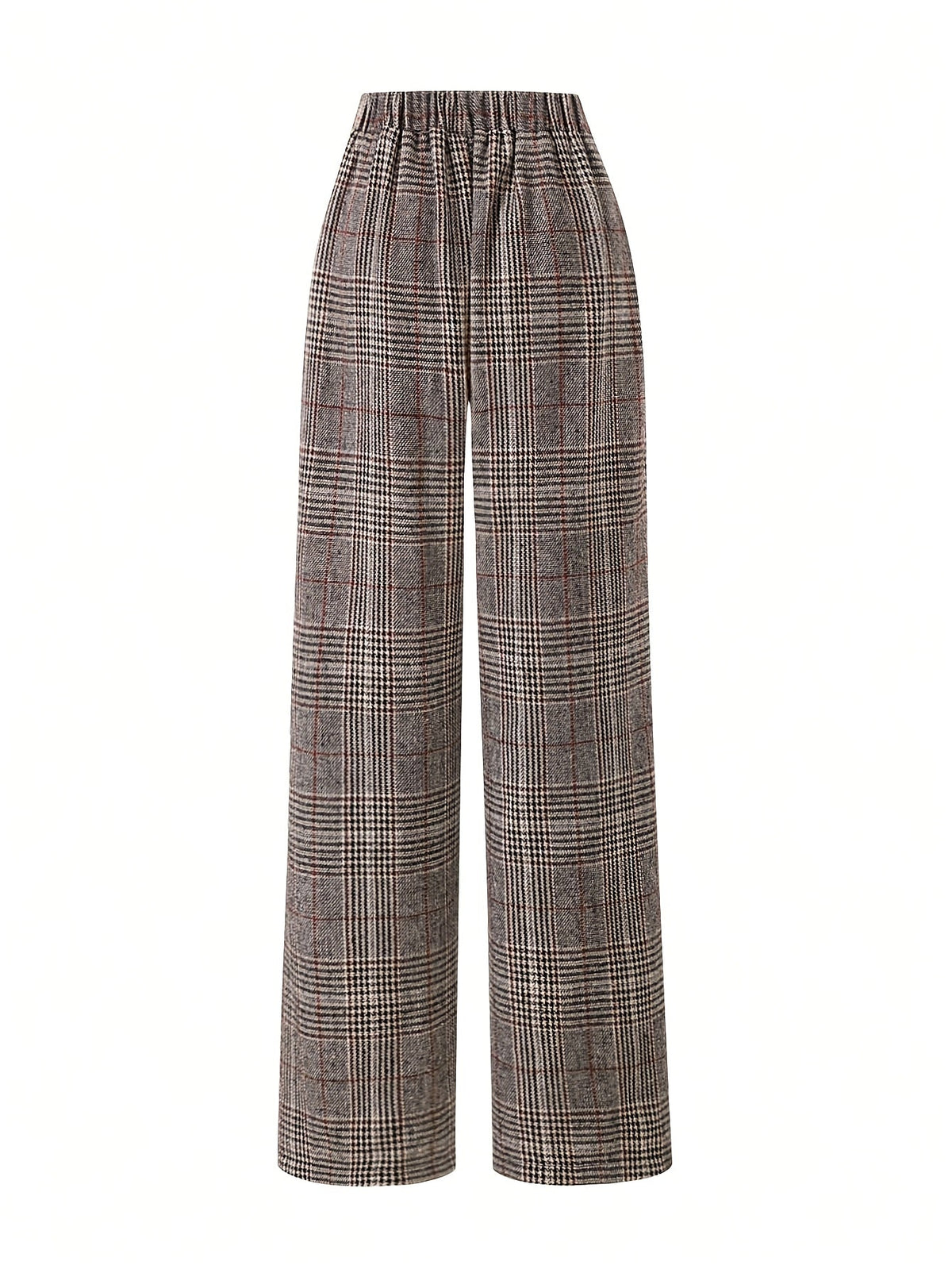 Women's Plaid High-Waisted Wide-Leg Pants, view 12