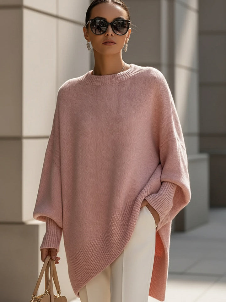 Women's Oversized Wool Blend Sweater, Dropped Shoulder Knit Pullover