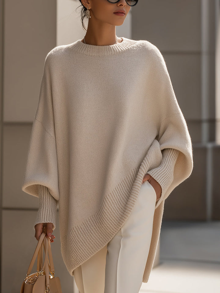 Women's Oversized Wool Blend Sweater, Dropped Shoulder Knit Pullover