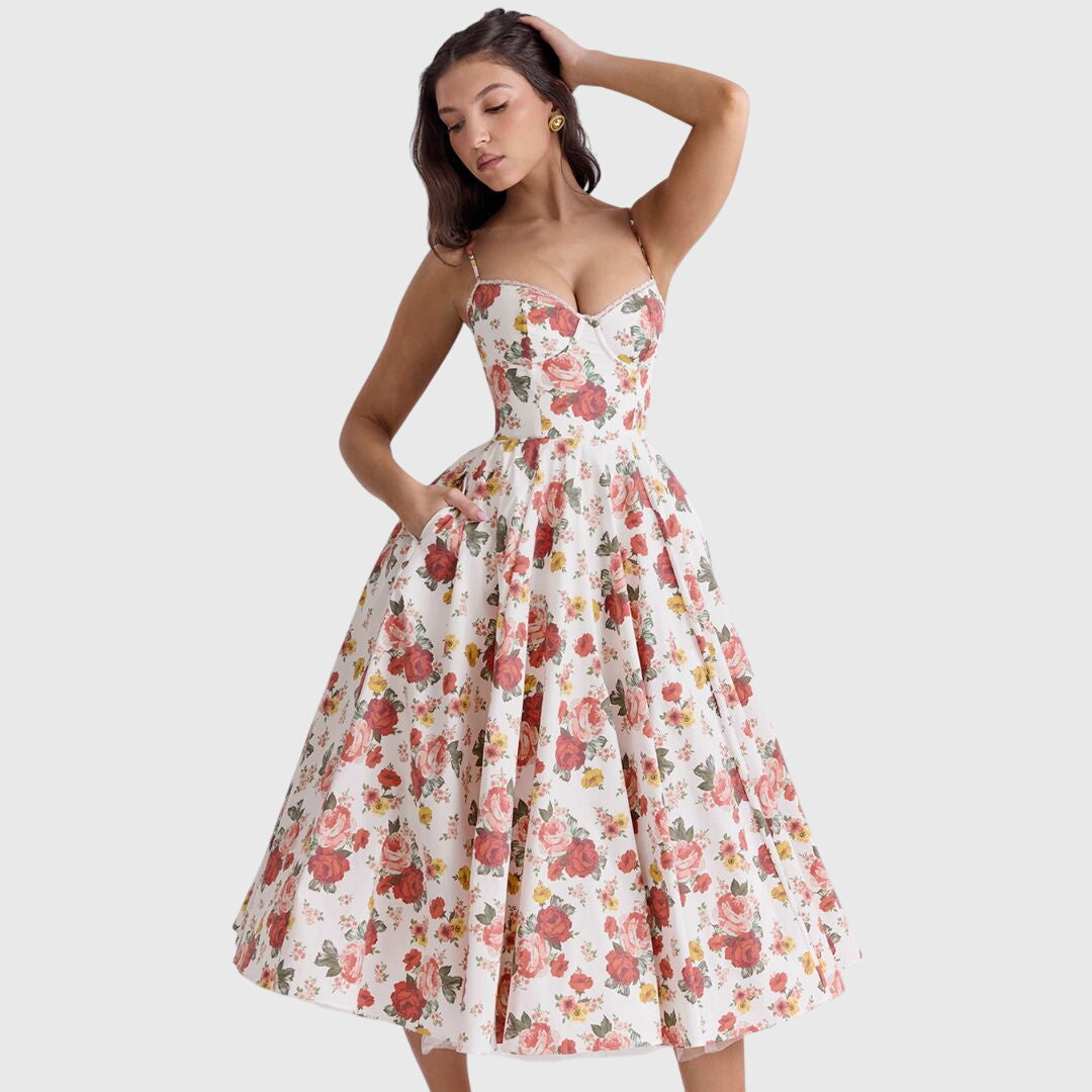 Women's Lined Maxi Dress with Pockets and Adjustable Straps, view 5