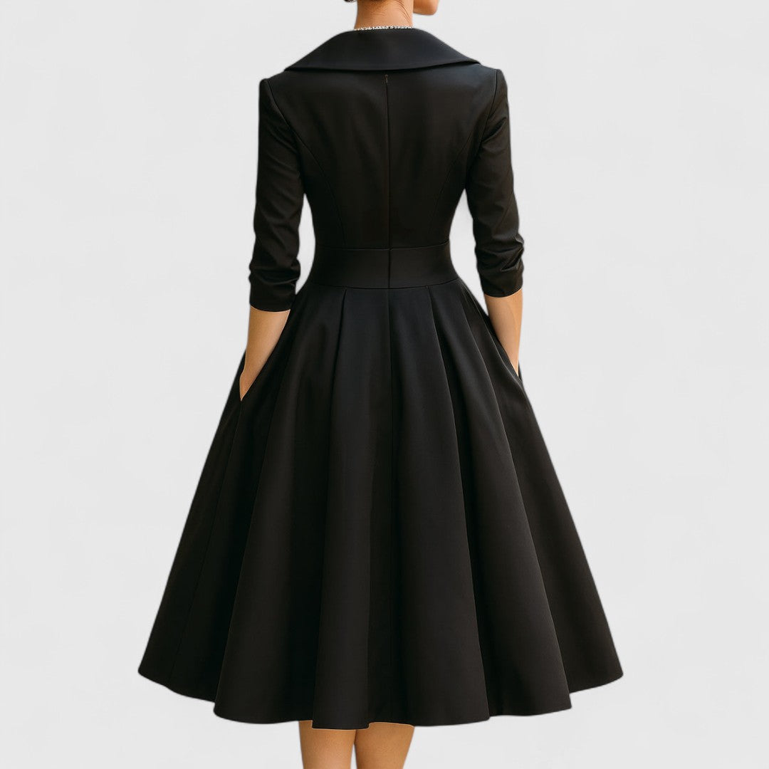 Women's Wrap V-Neck Midi Dress with Pockets and 3/4 Sleeves, view 4