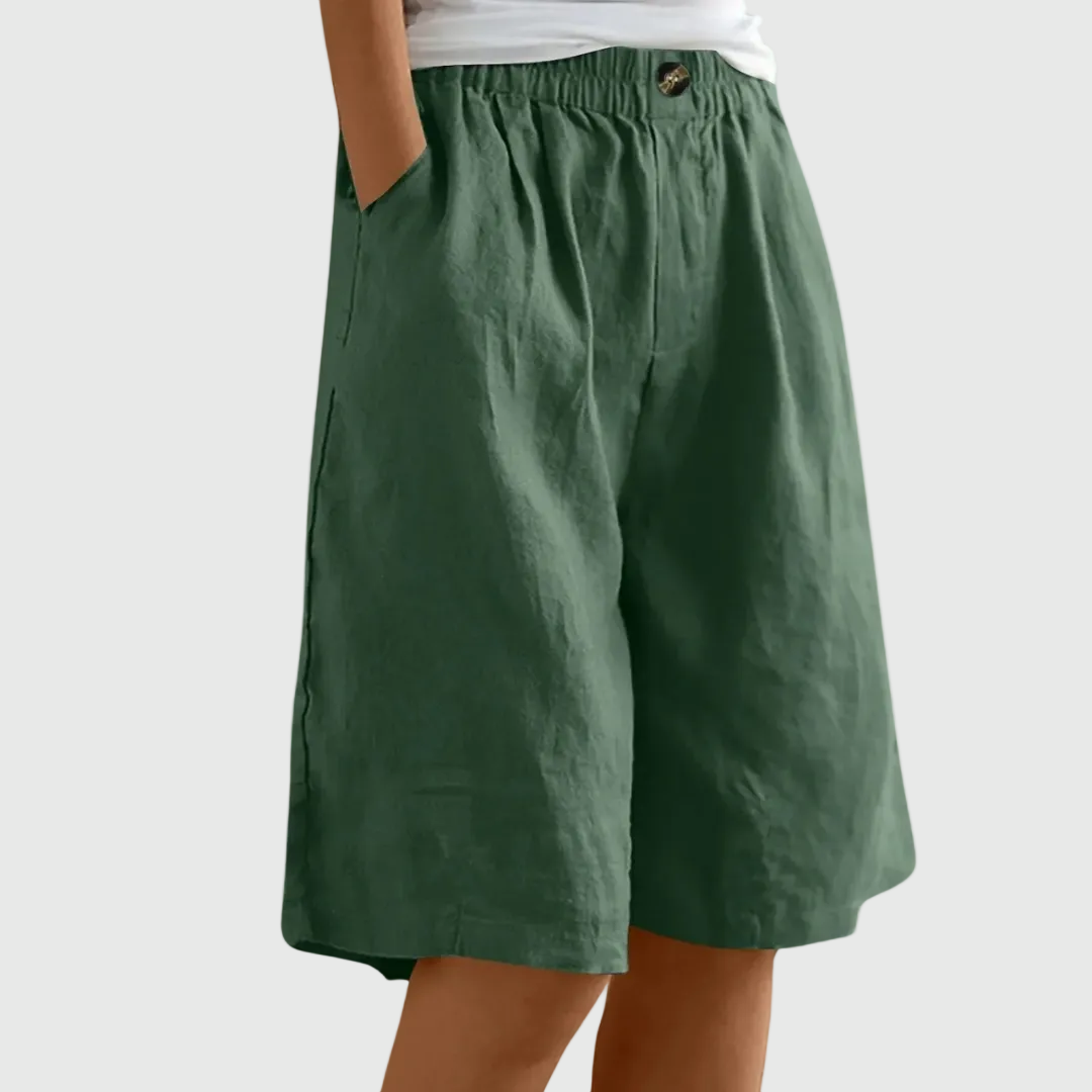 Women's Loose-Fit Elastic Waist Casual Shorts in Green