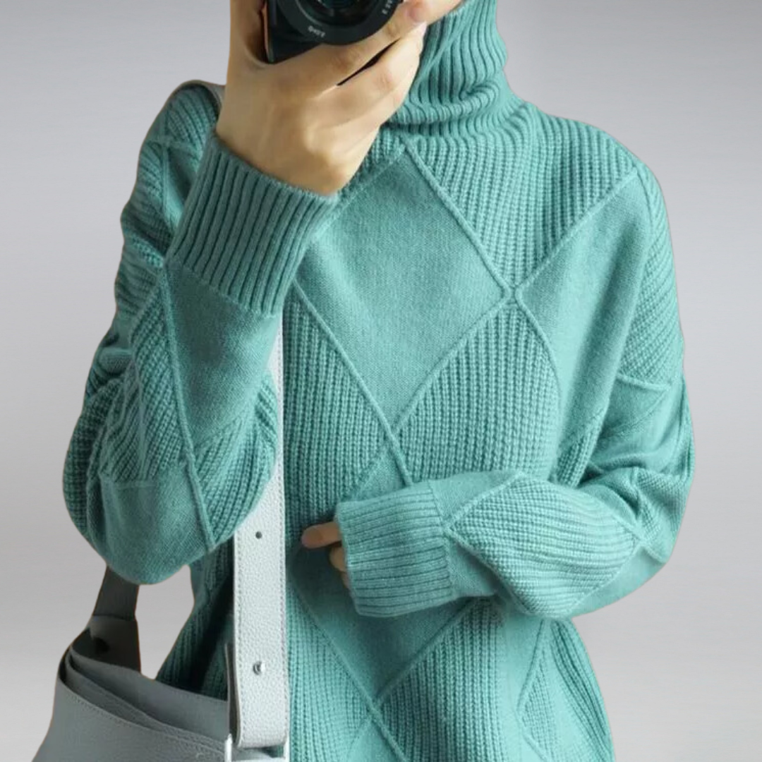 Women's Turtleneck Sweater, Soft Knit Long Sleeve Pullover Top