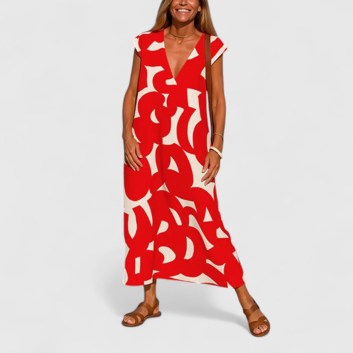 Women's Figure-Flattering Classic Maxi Dress in Red