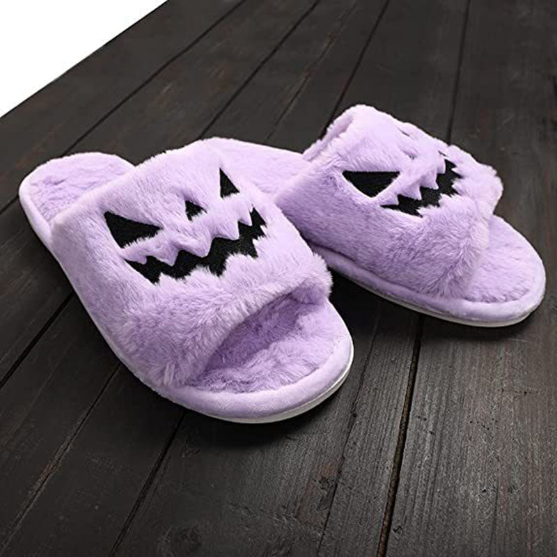 Little Boo Plush Pumpkin Halloween Slippers for Women