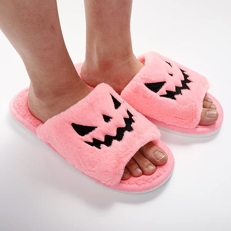 Little Boo Plush Pumpkin Halloween Slippers for Women