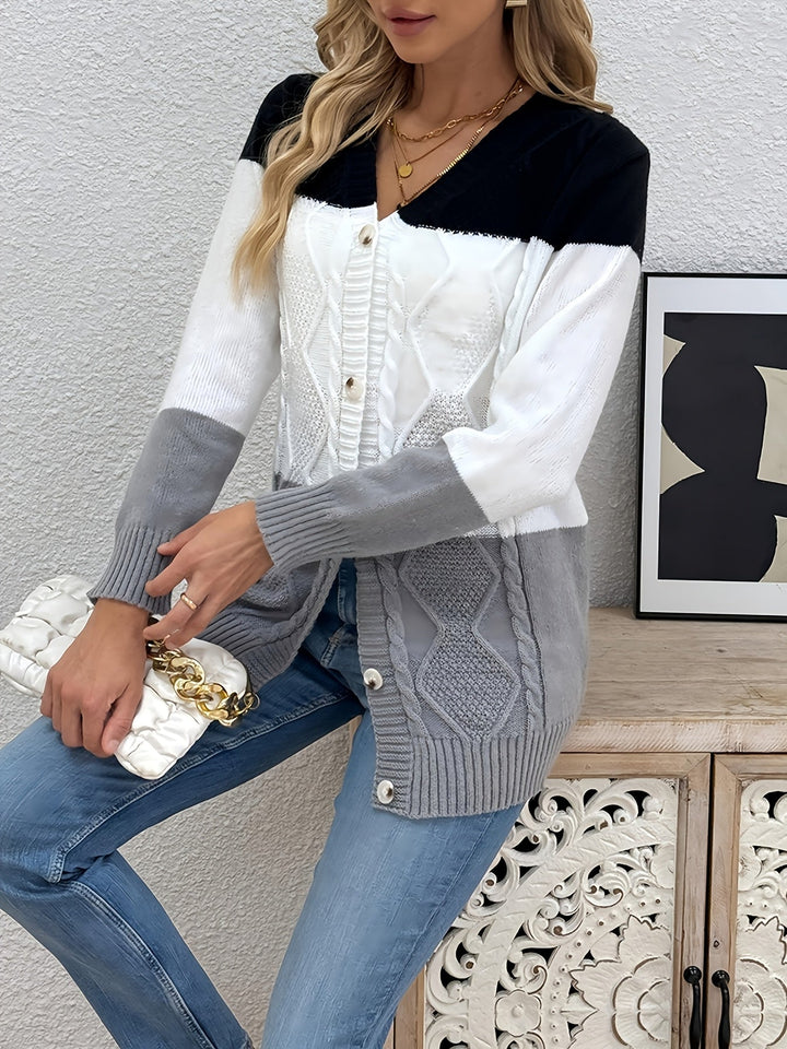 Women's Patchwork Knit Sweater Vest, Collared Sleeveless Knit Top
