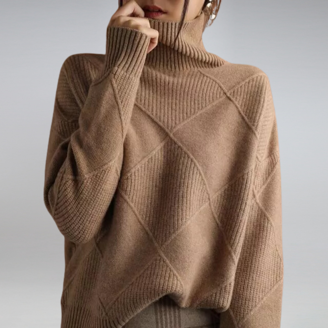 Women's Turtleneck Sweater, Soft Knit Long Sleeve Pullover Top
