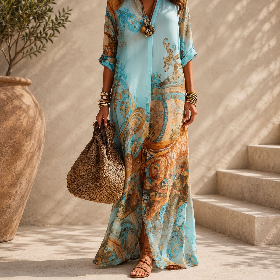Women's Multicolor Print Lightweight Maxi Dress, view 3