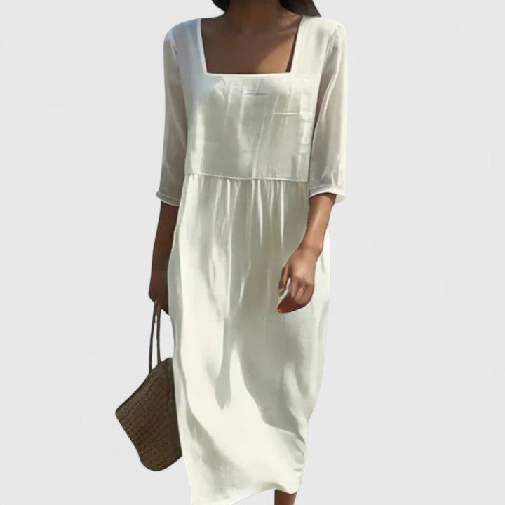 Women's White Minimalist Lightweight Midi Summer Dress