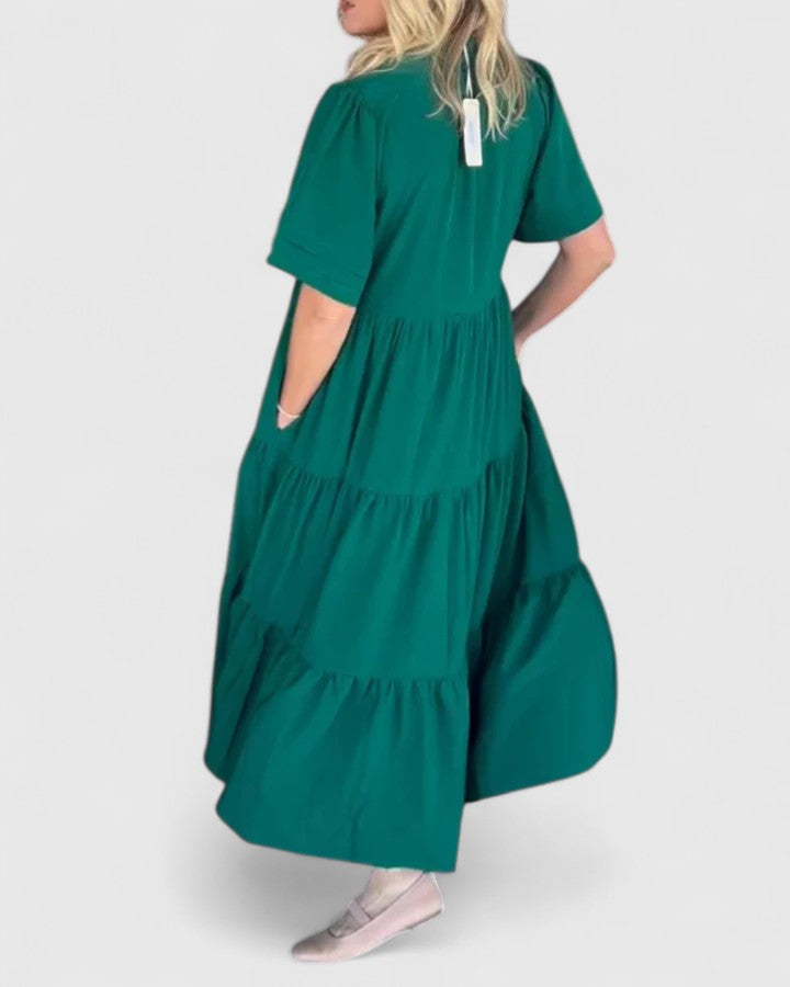 Women's Flared Maxi Dress with Side Pockets, view 2