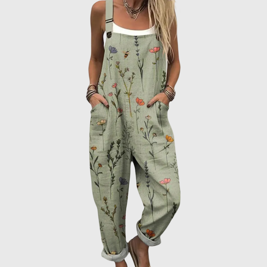 Paloma Printed Wide-Leg Jumpsuit with Adjustable Straps