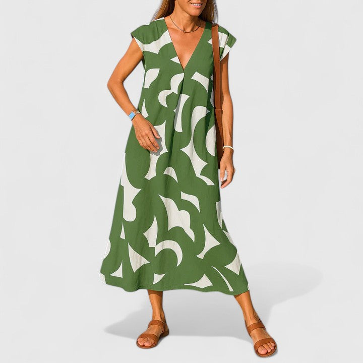 Women's Figure-Flattering Classic Maxi Dress in Green