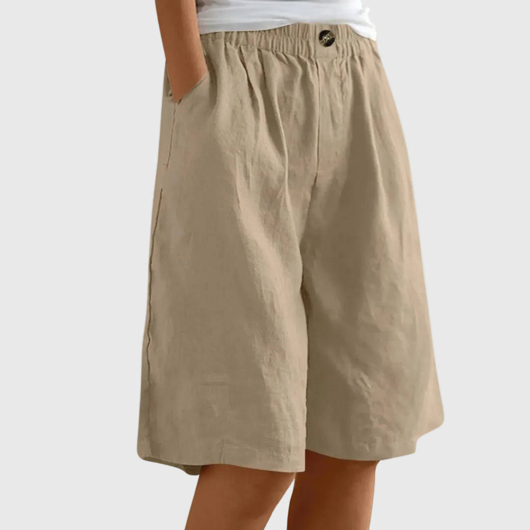 Women's Loose-Fit Elastic Waist Casual Shorts in Camel