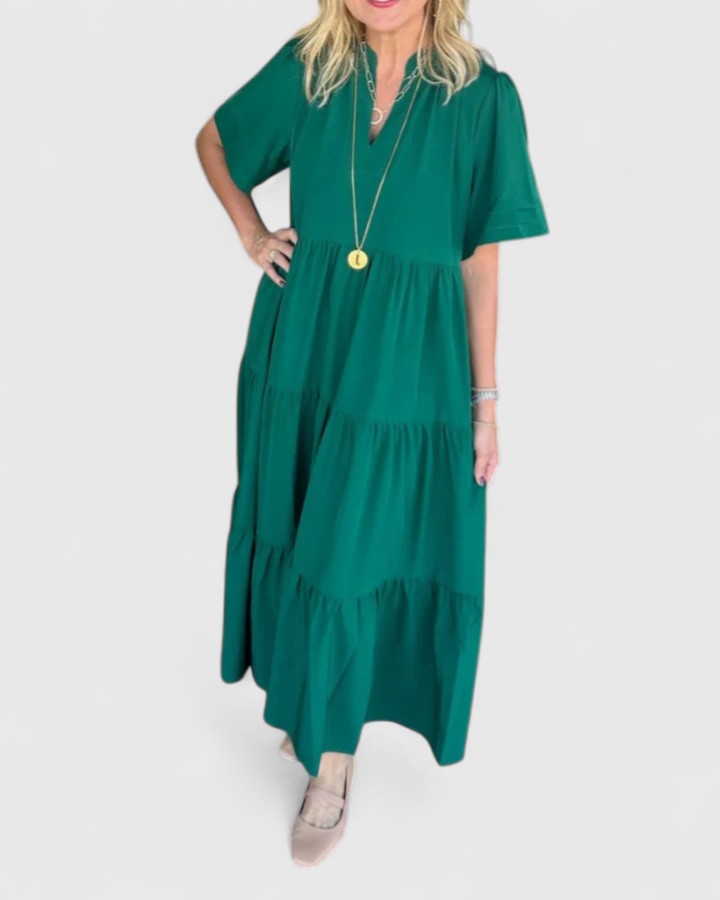 Women's Flared Maxi Dress with Side Pockets, view 3