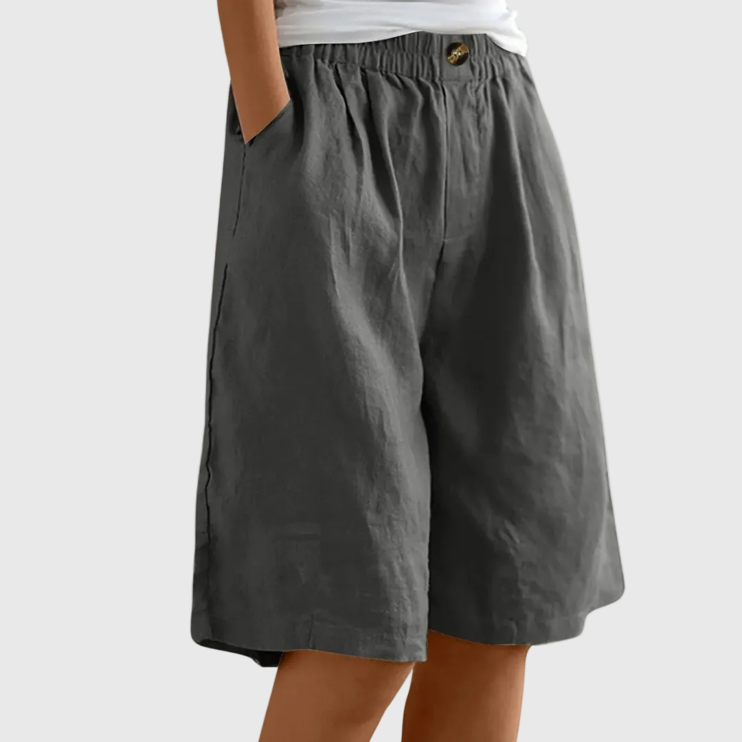 Women's Loose-Fit Elastic Waist Casual Shorts in Dark Gray