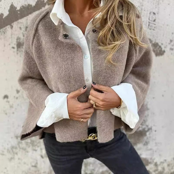 Women's Cotton Blend Jacket, Button Front Casual Fall Outerwear Plus Size