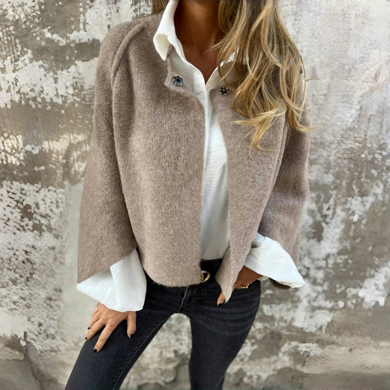 Women's Vintage-Inspired Cotton-Blend Button-Front Jacket in Khaki