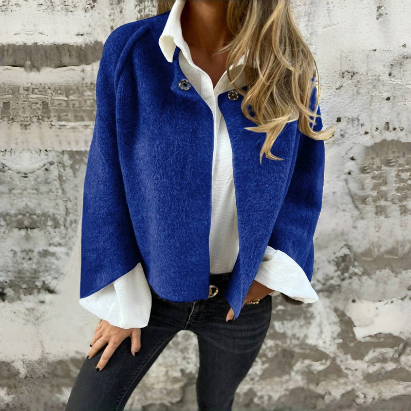 Women's Vintage-Inspired Cotton-Blend Button-Front Jacket in Blue