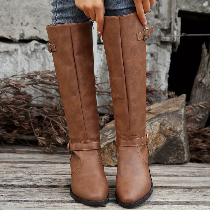 Women's Knee High Boots, Classic Riding Flat Tall Boots with Side Zip