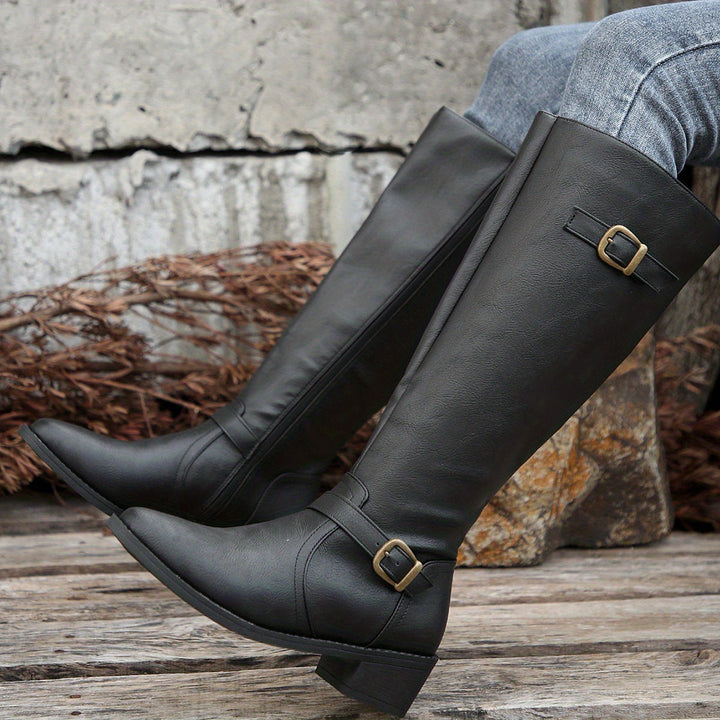 Women's Knee High Boots, Classic Riding Flat Tall Boots with Side Zip