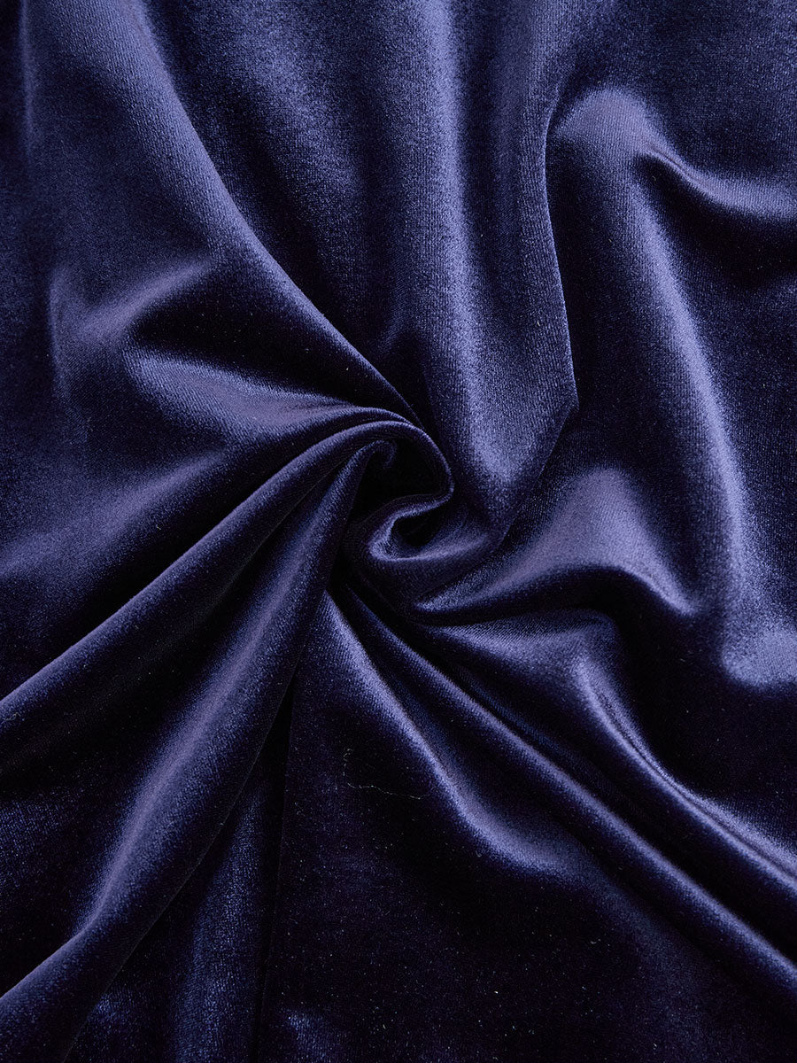 Women's Navy Blue Velvet Long Sleeve Midi Dress, view 6