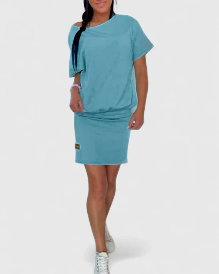 Women's Relaxed-Fit Casual Midi Work Dress in Blue