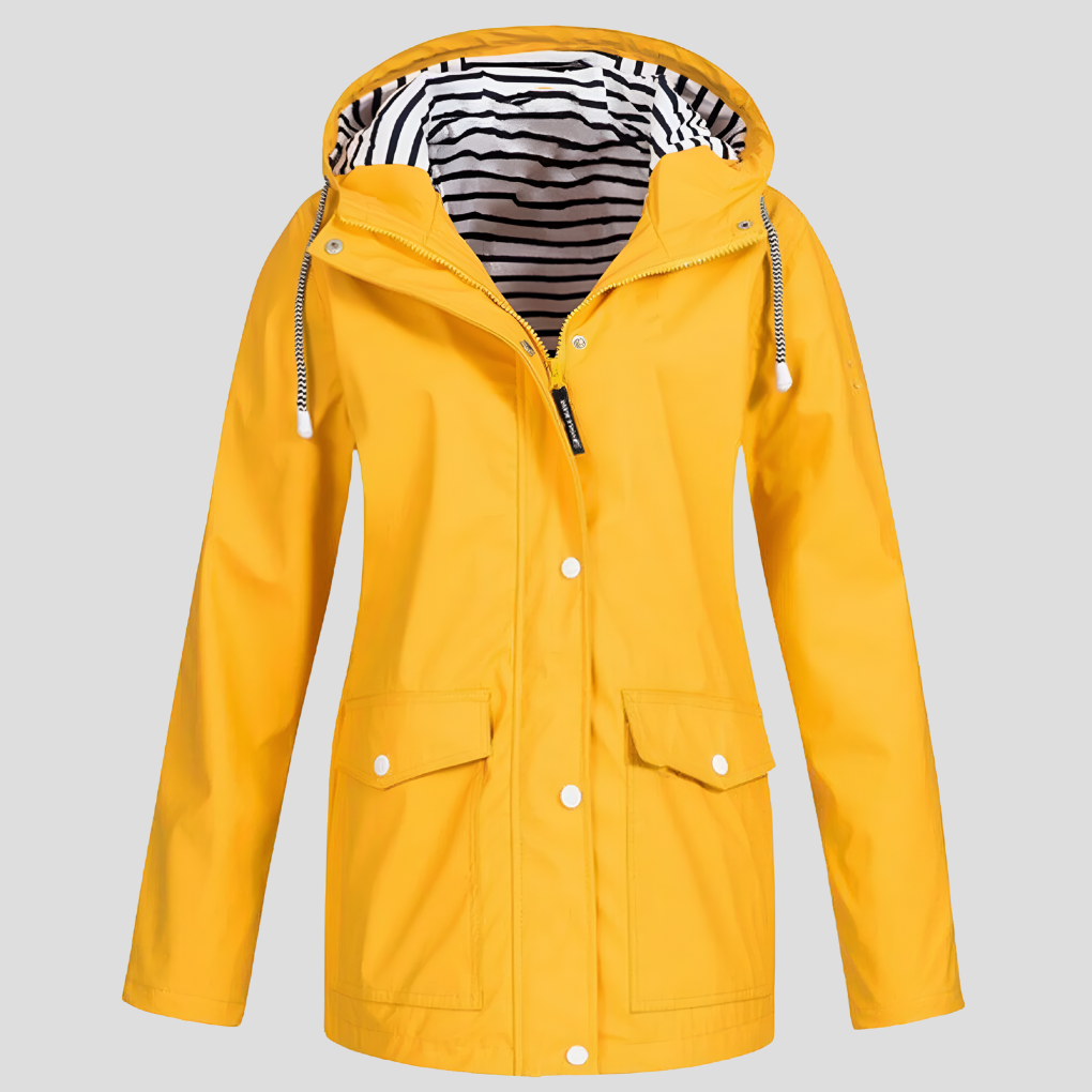 Women's Water-Resistant Hooded Windbreaker Jacket in Yellow