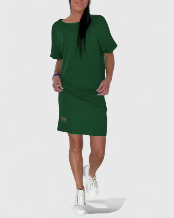 Women's Relaxed-Fit Casual Midi Work Dress in Green
