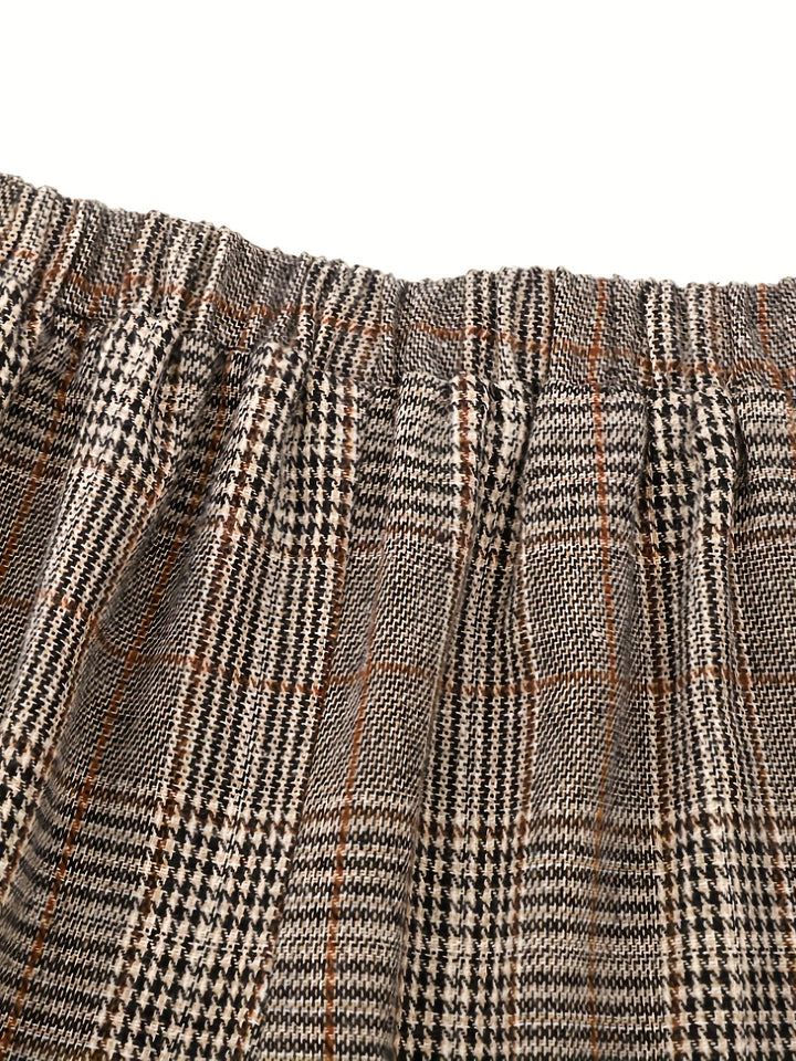 Women's Plaid Trousers, Wide Leg Checked High Waist Pants