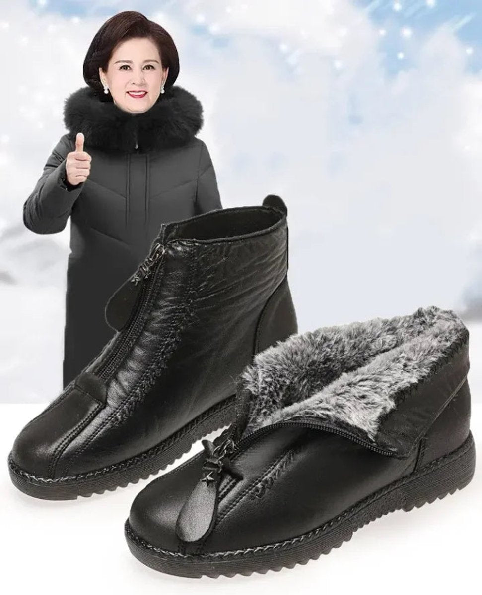 Women's Fleece-Lined Leather Ankle Boots with Slip-Resistant Sole, view 5