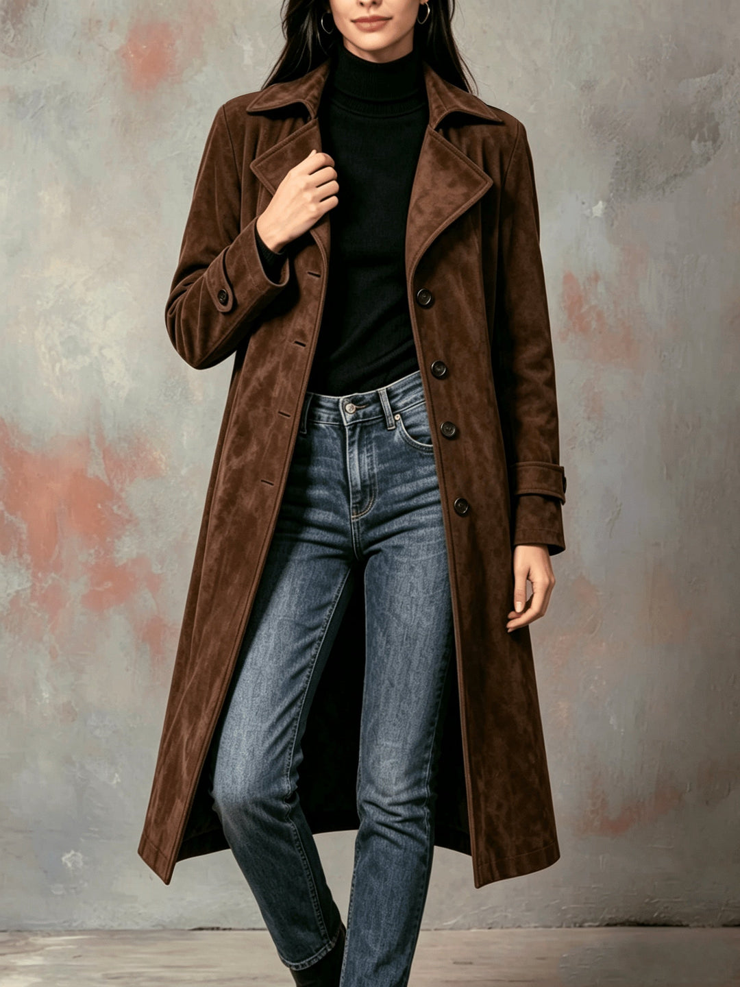 Women's Longline Coat, Tailored Straight Cut Winter Overcoat