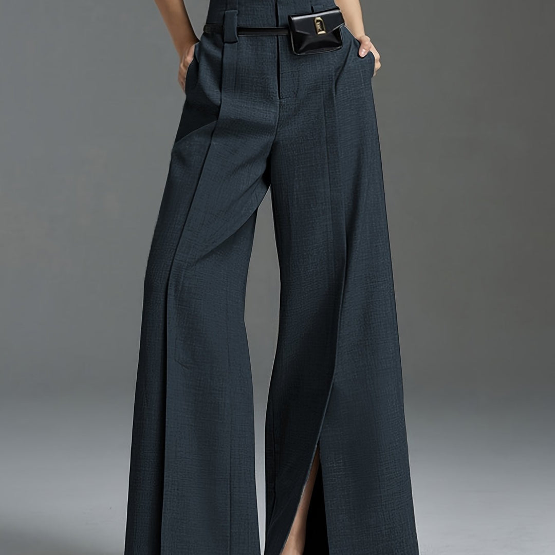 Women's Wide Leg Trousers, Side Slit High Waisted Flowy Pants