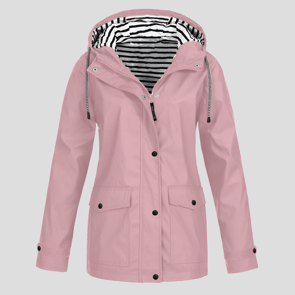 Women's Water-Resistant Hooded Windbreaker Jacket in Pink